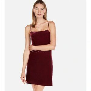 NWT Express - VELVET SQUARE NECK SLIP DRESS IN WINE - S